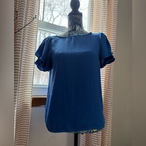 Vince Camaro triple flutter short sleeve blue top size XS ‼️FREE SHIPPING ‼️